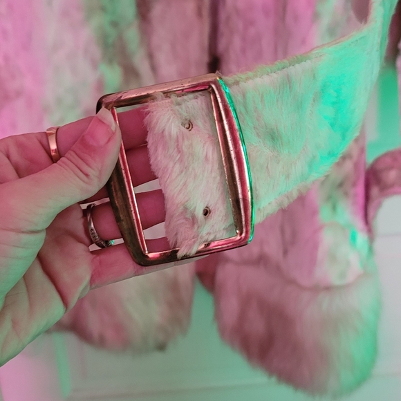 Elegant Real Rex Rabbit Fur Women's Coat With A  Fur Belt, Vintage 60s PennyCoat - Picture 17 of 17